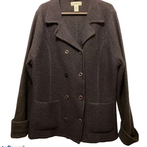 Vintage L.L. Bean Navy 100  percent Wool Blazer - Picture 1 of 12